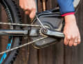 1. loosen the crank screw with the 8 mm Allen key* and remove it.
   