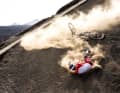 Even pros crash! Enduro expert and gravity daredevil Bryan Regnier is known for his kamikaze style. Here, the treacherous lava sand gives him a leg up.