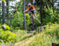 Im Grenzbereich: YT jagt Liteville über die Downhill-Strecke im Bikepark Geißkopf. Wird's richtig ruppig, heißt die Devise: gut festhalten. Trotz üppigem Federweg erreichen die Freerider nicht ganz den Komfort eines Bigbikes.