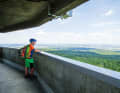 The 360-degree panorama on the Köppel observation tower stretches from the Taunus to the Siebengebirge. Green waves with maximum trail potential.