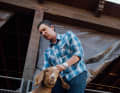 Still a country boy at heart. Egger's wife breeds goats on the farm they share.