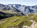Alberto Pedranzini in his territory. With his Ride Clean project, the hippie hipster from Santa Caterina is committed to a sustainable approach to his Stelvio Nature Trails.