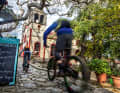 The cobbled streets in the mountain village of Panteleimonas.