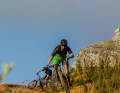 For 14 years, Andrew Neethling (front) raced against the clock in the downhill. In the meantime

 "Needles" now takes a more leisurely approach, like here on a line he built on the Helderberg trails.

 He has been running a bike shop with his brother at the foot of the farm since mid-2017.