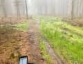 The trail down from Sange was muddy and partly blocked by fallen trees.