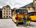 To get to Val d'Anniviers, we have to change to the PostBus network. From Bois-de-Finges to Vissoie.