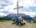 Rest break at the summit cross in Alta Badia.
