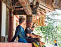 A few monks still live in the Buddhist temples.