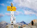 Ganz dezent, weil Biker und Wanderer in Graubünden gleichberechtigt sind: das "Rücksicht" – Schild am Piz Umbrail.