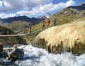 The suspension bridges below the Forni Glacier.