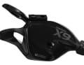 Neuer SRAM X9-Schalthebel des Modelljahrs 2014. Optisch ähnlich, fehlt der X9 der verstellbare Schalthebel und das Carbon-Gehäuse der X0.