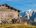 The queen of the Dolomites: the ever-white Marmolada, seen here from Passo Sella.