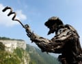 A summit statue made from original grenade splinters on Monte Cengio.