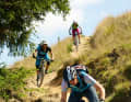 On the Gindelalmschneid: a hard-packed clay trail with a somewhat treacherous sandy track.