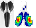 The Pro Falcon is almost a little narrow at the rear for the rider, so it could be ridden in the wider version. However, this is the saddle's only shortcoming. The pressure pattern shows optimum pressure distribution on both sit bones. The perineal area is completely relieved. The narrow saddle nose gives the rather thick thighs sufficient room to manoeuvre when pedalling. Unreserved recommendation from the laboratory and the rider also felt comfortable on the Pro.