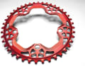 Absolute Black XX1 Style Shimano

www.absoluteblack.cc, price: from 49,99 Euro, weight: from 34 grammes

 Single chainrings for 64 or 104 millimetre bolt circle. Available in red or black, with 26, 28, 30 teeth (64 mm) or 32, 34, 36, 38 teeth (104 mm). Also available as Sram Direct-Mount.