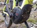 The aluminium guard protects the engine from impact and mud.