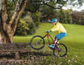 1. high with it

 To balance your front wheel on a park bench, you shift your centre of gravity backwards. Result: The front becomes light. Key point: manual technique. Start with a little momentum and lift your front wheel onto the park bench.