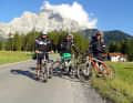 Day 1: Descent to Leermoos from Eibsee (Zugspitze in the background) - from left: Andy, Mario, Manuel