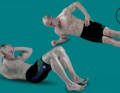 - SIDE RUMPING MUSIC (right)

The lateral support requires body tension. Hold the position for 3-5 x 30 seconds. Increase: alternately raise and lower the upper leg. Then switch to the other side.

- STRAIGHT abdominal muscles (left)

Lift your shoulders off the floor until you feel tension in your abdominal muscles. Hold for 3-5 x 20 seconds. By the way: holding exercises are better for bikers than "sit-ups".