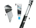 You will need these tools: 1. Allen key, 2. assembly paste, 3. torque spanner