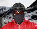 Winter-Transalp: Thomas Bauer behind the cold protection mask