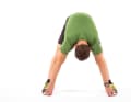3 Now slowly lift your buttocks until you feel a pull in the back leg muscles. The knees do not have to be fully extended.
