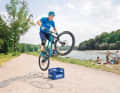 Good mountain bikers master the bunny hop. This is the only way to overcome obstacles on the trail with ease.