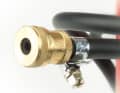 The air enters the tyre via the classic brass valve.