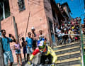 Long, steep stairs are the order of the day on the favela downhill.