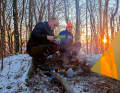 The sunrise warms the heart, but not the fingers. The only thing that helps is a hot coffee.