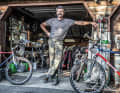 Tom Ritchey in front of his garage