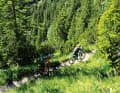 The start of the Bernadeinsteig trail below the Osterfelderkopf and Alpspitze. The high-altitude trail looks inviting, but you will need to be in good physical condition and have good riding technique.