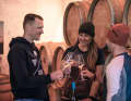 Winemaker Michael Gnägy invites Mitch and Patrick to a tasting - after the tour, of course.