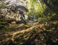 Nicola Seriati in his element on a steep, technical trail. Behind him: Claus Fleischer. The head of Bosch eBike Systems is always up for a bit of fun.
