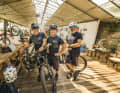 The Accame brothers and their son Nicolo (centre) at their headquarters above Pietra Ligure. They also guide and organise accommodation - a top address for e-MTBers.