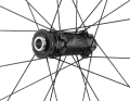 Round straight-pull spokes sit on the flat hub flanges, 24 at the front and 28 at the rear wheel.