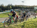 Luca Schwarzbauer in the lead. He dominated the short track race right from the start.