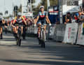Jolanda Neff wins the short track race ahead of Rebecca McConnell.