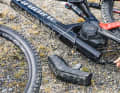 On the Haibike, the battery comes out at the bottom; on the Cannondale, it is removed from the front in the classic way. 