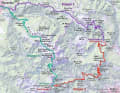 The overview map of the three-day MTB tour on the Pasubio.