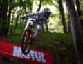 The reigning world champion in action. He finishes in third place.
