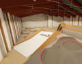 There are different levels of difficulty in the indoor bike park: the jumpline has two different roll-ins and a landing bag.