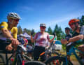 Two racing legends in conversation: Nino Schurter (left) and Geoff Kabush.