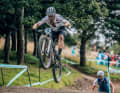 Luca Schwarzbauer is considered a complete biker. Strong uphill rider, technically adept - even if the World Cup course involved an unusual kicker.