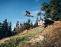 Gap drop on the DH in Špičák Park: the approach is a bit tricky - scary factor 2/6
