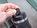 The mouthpiece is a little harder to open and close than on many standard plastic water bottles.