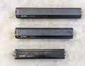 The Compact Tube 400 (bottom, 2.1 kilos) has a different design and a different cell format than the thicker Power Tubes 625 (centre, 3.6 kilos) and 750 (top, 4.3 kilos). Theoretically, however, the batteries are compatible with each other.
