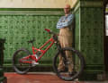 Frame builder Paul 'Burf' Burford with his BTR Gasser steel downhill mountain bike