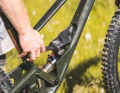 The storage compartment with small opening comes with a waterproof bag and spare derailleur hanger.